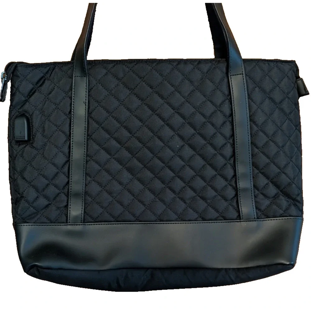 NEW KROSER Laptop Tote‎ Bag 15 Inch w/USB Port Large Work Shoulder Bag Black NWT